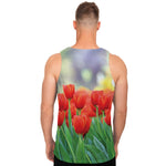Red Tulip Print Men's Tank Top