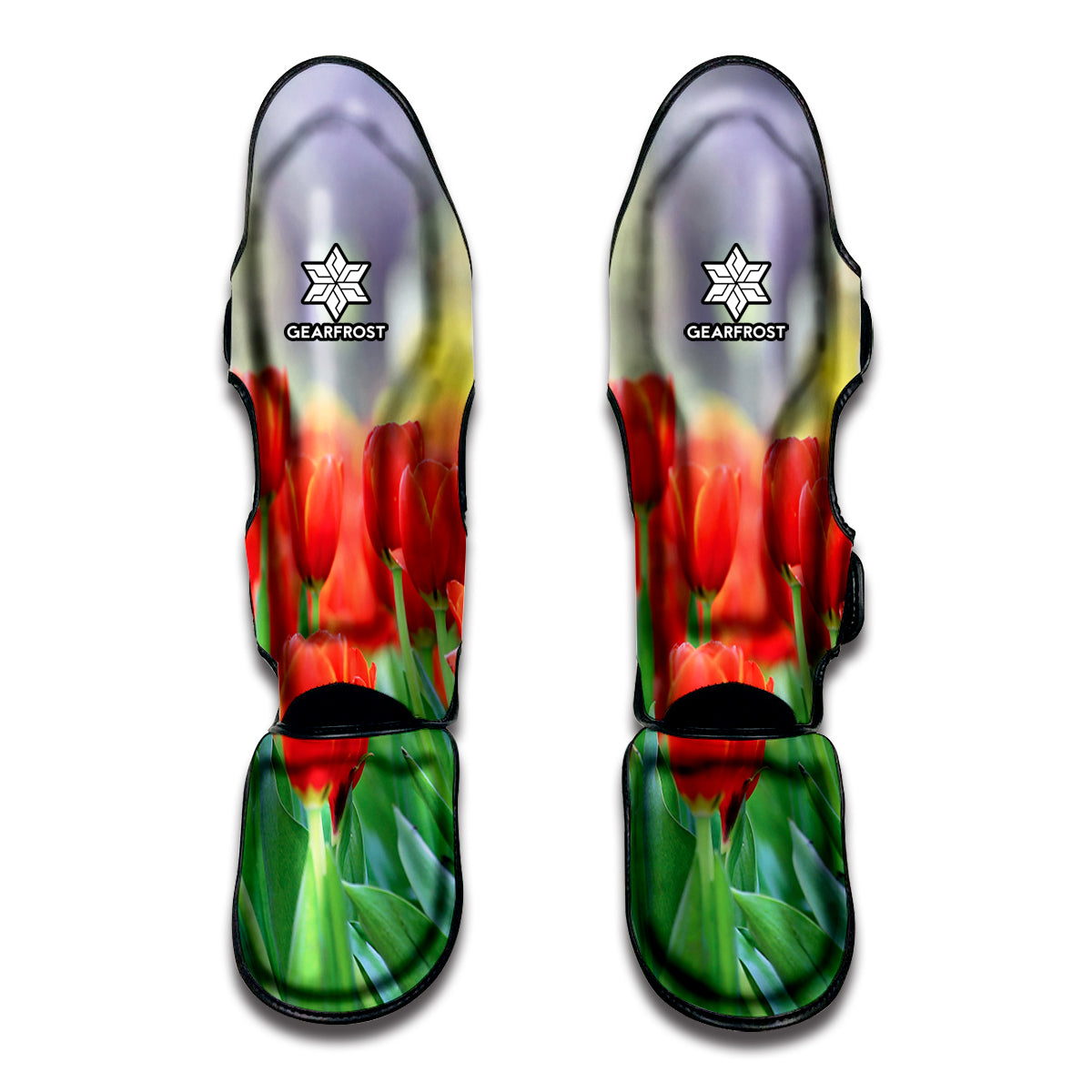 Red Tulip Print Muay Thai Shin Guard