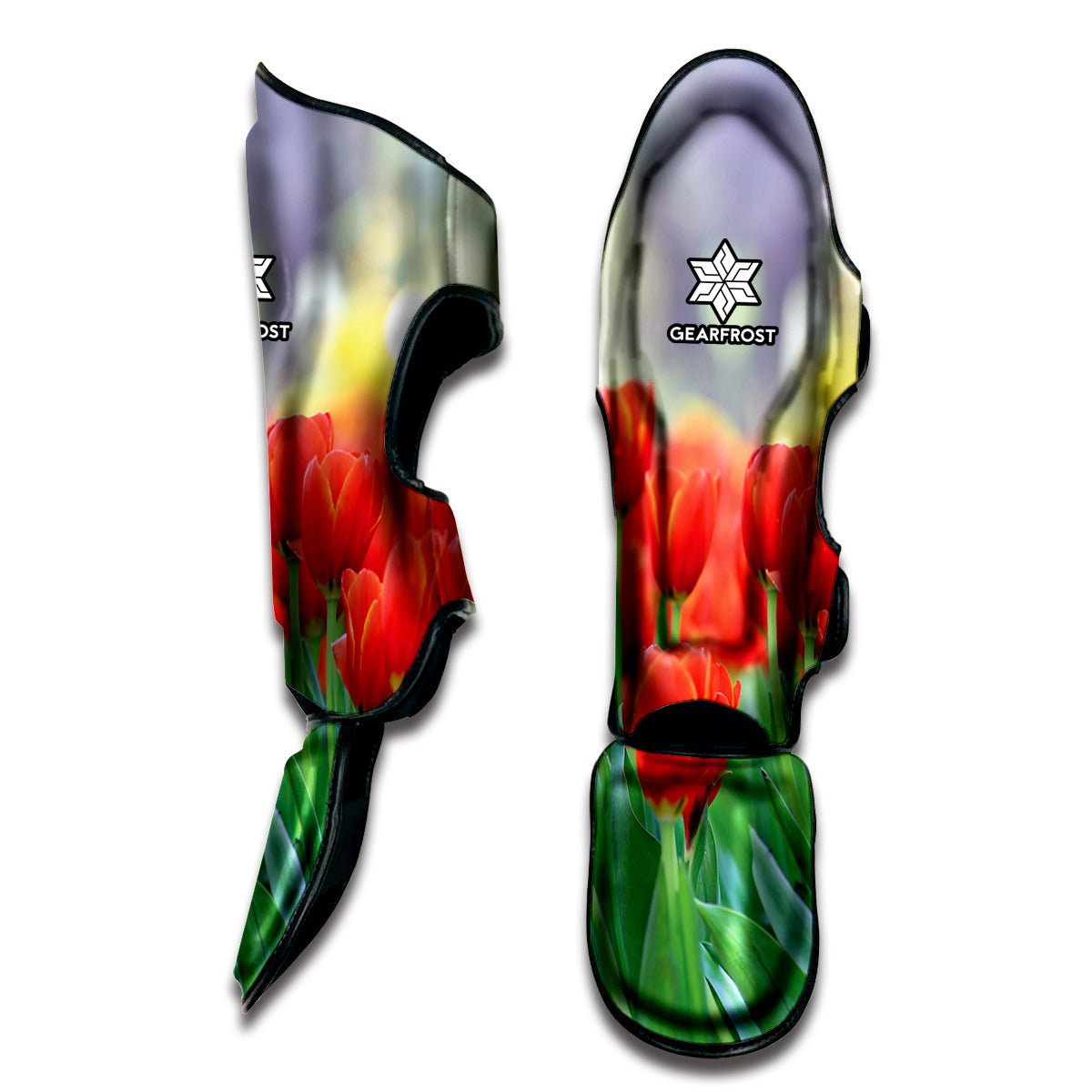 Red Tulip Print Muay Thai Shin Guard