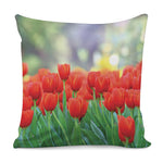 Red Tulip Print Pillow Cover