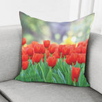 Red Tulip Print Pillow Cover