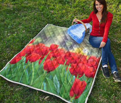 Red Tulip Print Quilt