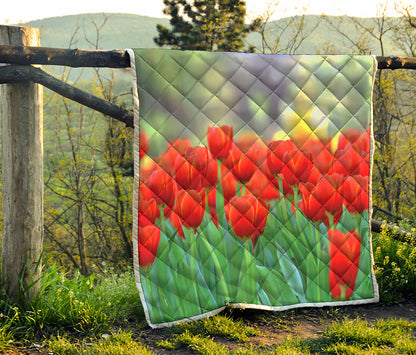 Red Tulip Print Quilt