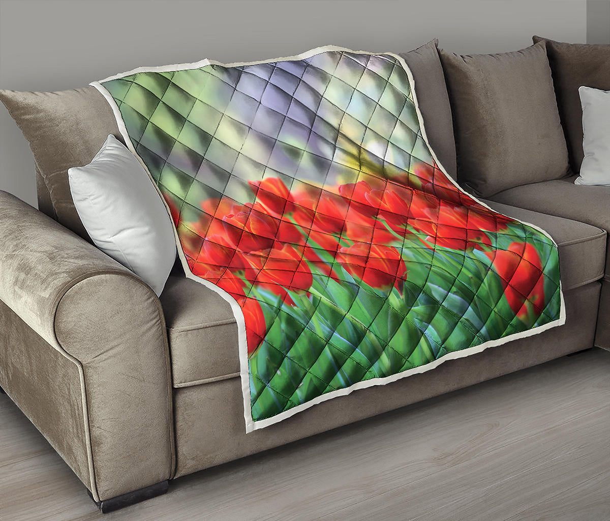 Red Tulip Print Quilt