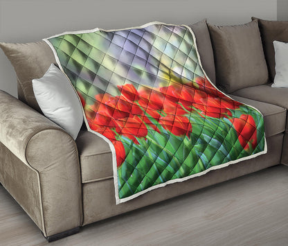 Red Tulip Print Quilt