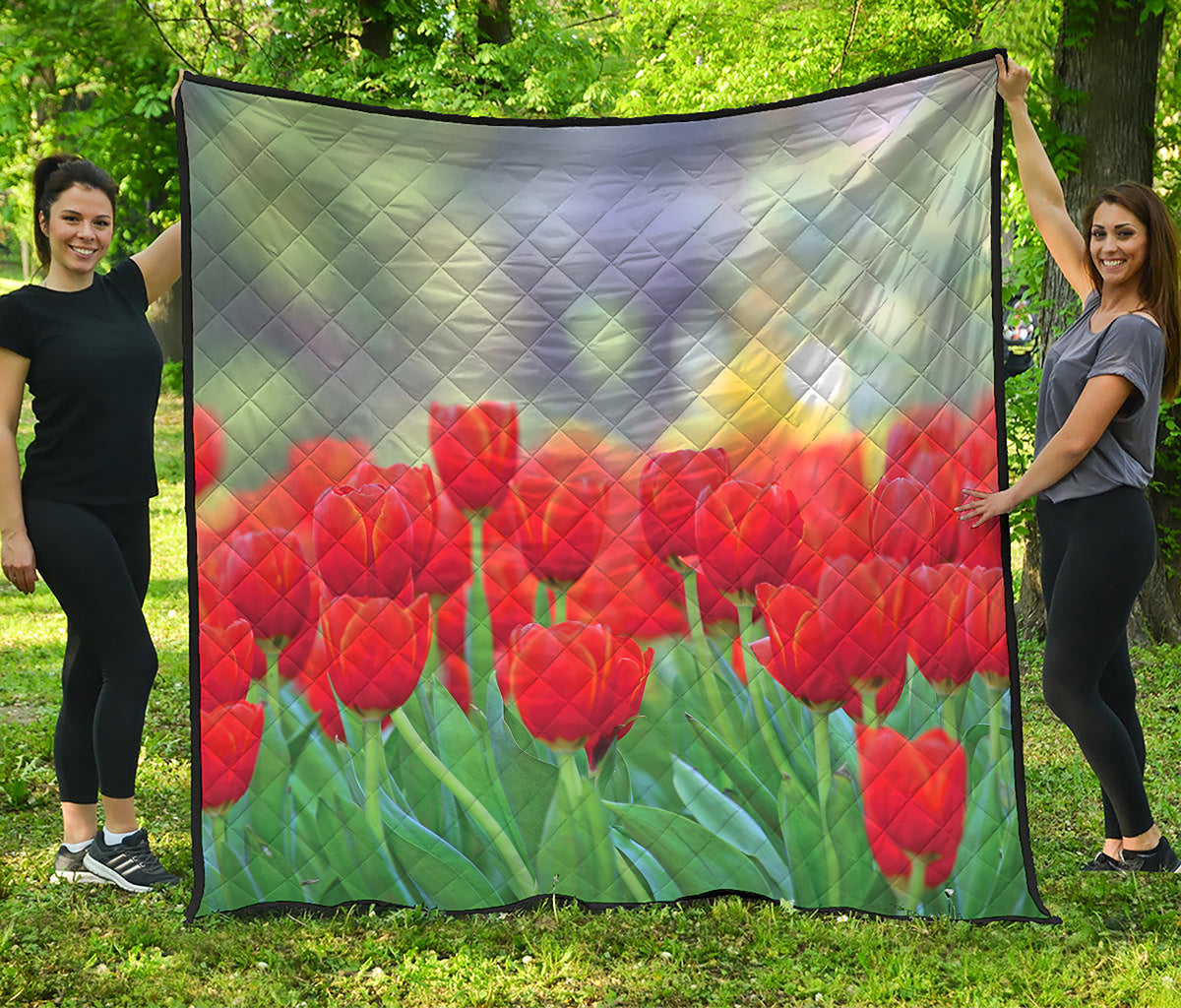 Red Tulip Print Quilt