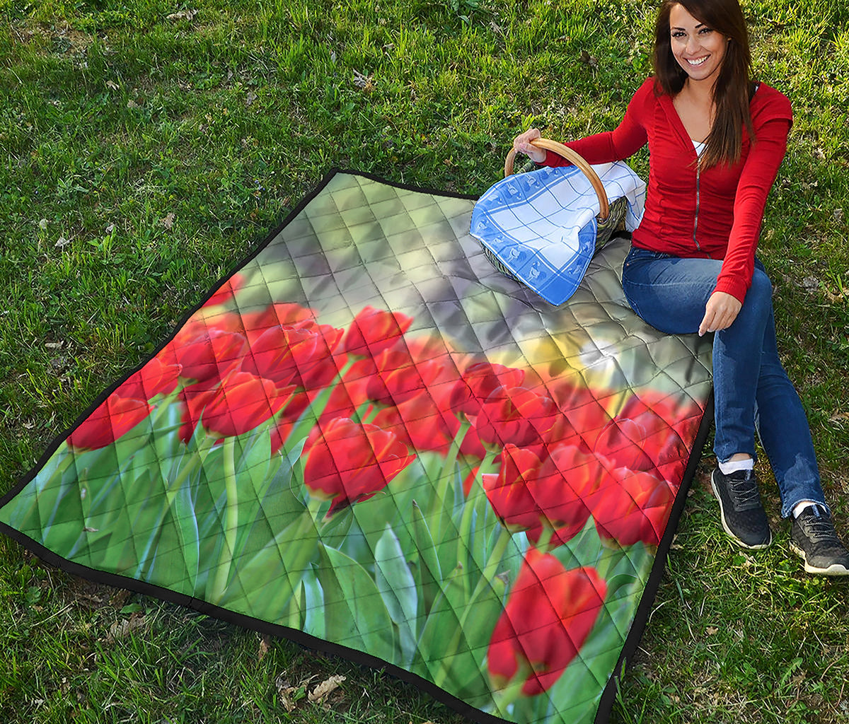 Red Tulip Print Quilt