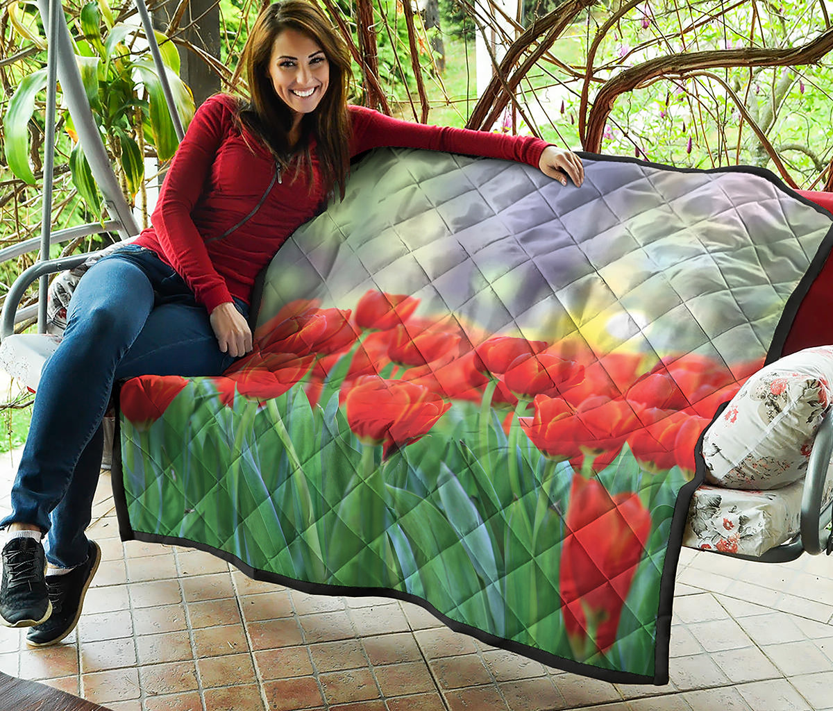 Red Tulip Print Quilt