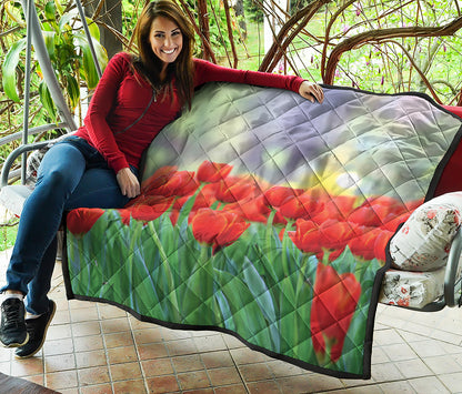 Red Tulip Print Quilt