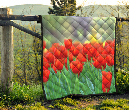 Red Tulip Print Quilt