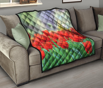 Red Tulip Print Quilt