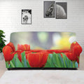 Red Tulip Print Sofa Cover