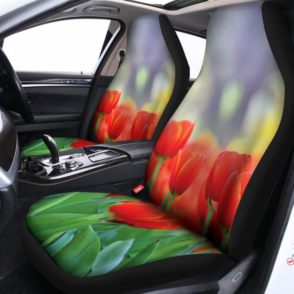 Red Tulip Print Universal Fit Car Seat Covers