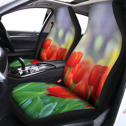 Red Tulip Print Universal Fit Car Seat Covers