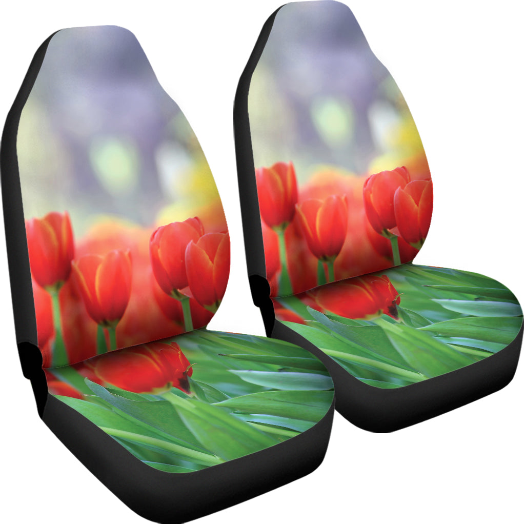 Red Tulip Print Universal Fit Car Seat Covers