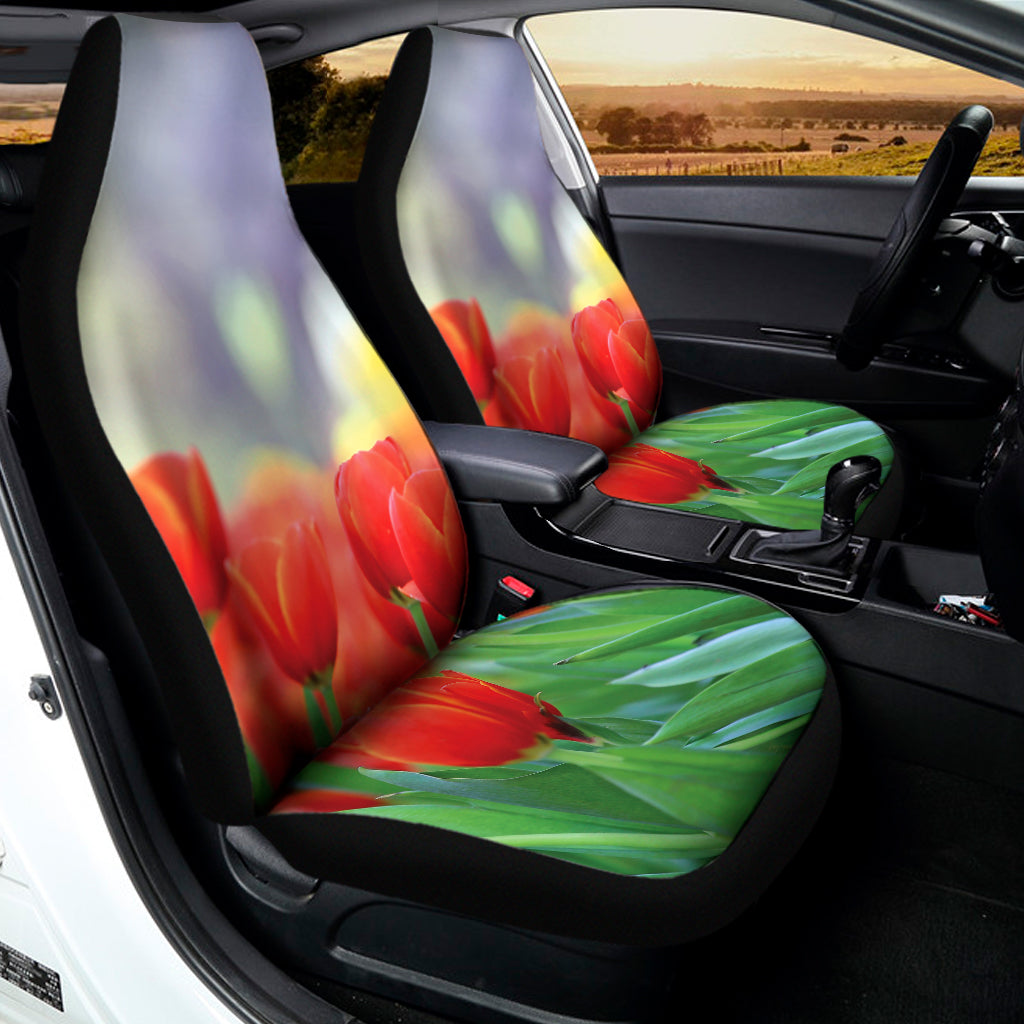 Red Tulip Print Universal Fit Car Seat Covers
