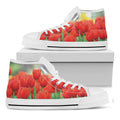 Red Tulip Print White High Top Sneakers