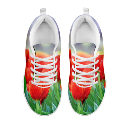 Red Tulip Print White Sneakers