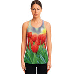 Red Tulip Print Women's Racerback Tank Top