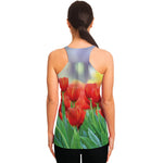 Red Tulip Print Women's Racerback Tank Top