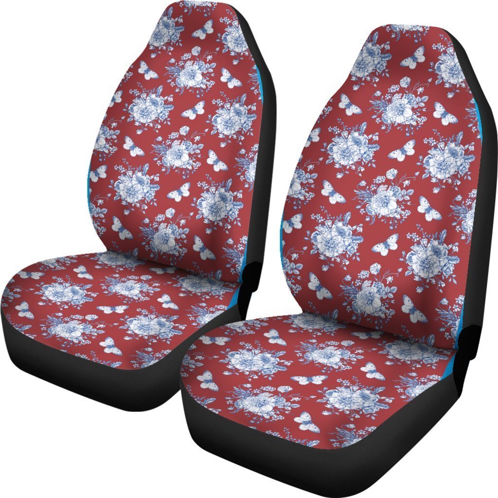Red Vintage Victorian Floral Universal Fit Car Seat Covers GearFrost