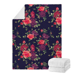 Red Violet Roses Floral Pattern Print Blanket
