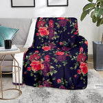 Red Violet Roses Floral Pattern Print Blanket