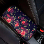 Red Violet Roses Floral Pattern Print Car Center Console Cover