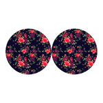 Red Violet Roses Floral Pattern Print Car Coasters