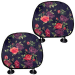 Red Violet Roses Floral Pattern Print Car Headrest Covers