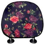 Red Violet Roses Floral Pattern Print Car Headrest Covers