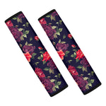 Red Violet Roses Floral Pattern Print Car Seat Belt Covers