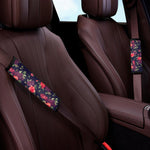 Red Violet Roses Floral Pattern Print Car Seat Belt Covers