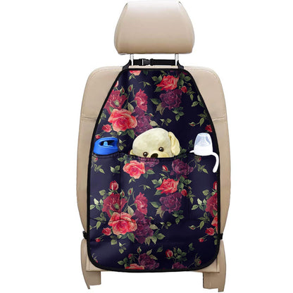Red Violet Roses Floral Pattern Print Car Seat Organizers