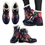 Red Violet Roses Floral Pattern Print Comfy Boots GearFrost