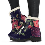 Red Violet Roses Floral Pattern Print Comfy Boots GearFrost