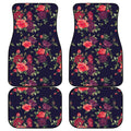 Red Violet Roses Floral Pattern Print Front and Back Car Floor Mats