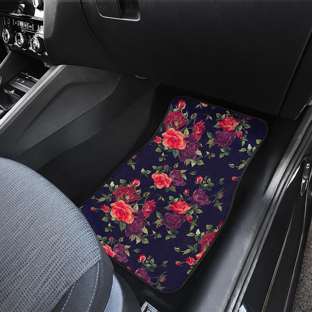 Red Violet Roses Floral Pattern Print Front Car Floor Mats
