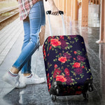 Red Violet Roses Floral Pattern Print Luggage Cover GearFrost