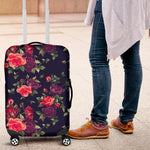 Red Violet Roses Floral Pattern Print Luggage Cover GearFrost