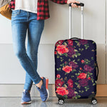 Red Violet Roses Floral Pattern Print Luggage Cover GearFrost