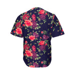 Red Violet Roses Floral Pattern Print Men's Baseball Jersey