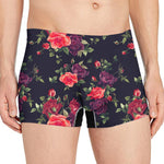 Red Violet Roses Floral Pattern Print Men's Boxer Briefs