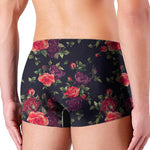Red Violet Roses Floral Pattern Print Men's Boxer Briefs