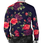 Red Violet Roses Floral Pattern Print Men's Crewneck Sweatshirt GearFrost