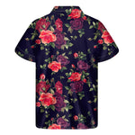 Red Violet Roses Floral Pattern Print Men's Short Sleeve Shirt