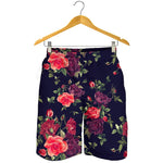 Red Violet Roses Floral Pattern Print Men's Shorts
