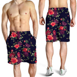 Red Violet Roses Floral Pattern Print Men's Shorts