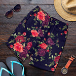 Red Violet Roses Floral Pattern Print Men's Shorts