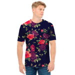 Red Violet Roses Floral Pattern Print Men's T-Shirt